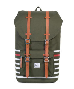 Batoh Herschel Supply Little America Forest Night Offset Stripe / Veggie Tan Leather