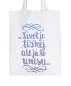 Bílá plátěná taška ZOOT Originál Život je těžkej