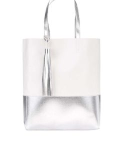 Bílý shopper s detaily ve stříbrné barvě Clarks Moroccan Gem