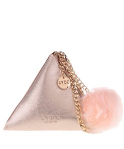 Malá kabelka trojúhelníkového tvaru ve zlato-růžové barvě LYDC