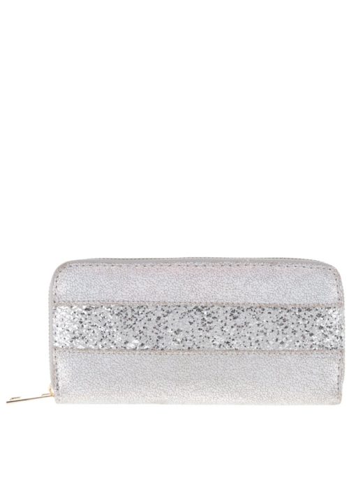 Peněženka s třpytivým pruhem ve stříbrné barvě Haily´s Glitter