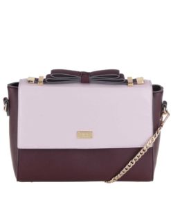 Růžovo-vínová crossbody kabelka s mašlí LYDC