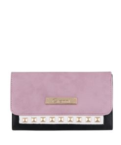 Růžovo-černá peněženka s detaily ve zlaté barvě Gionni Carmela