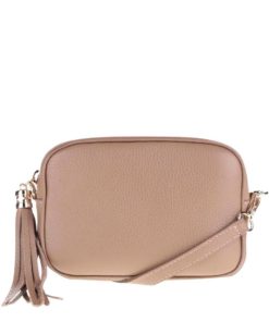 Světle hnědá kožená crossbody kabelka se střapcem ZOOT