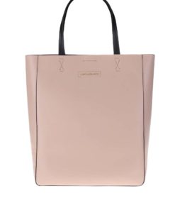 Světle růžový kožený shopper KARL LAGERFELD