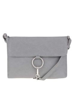 Světle šedá crossbody kabelka s karabinou Pieces Puk