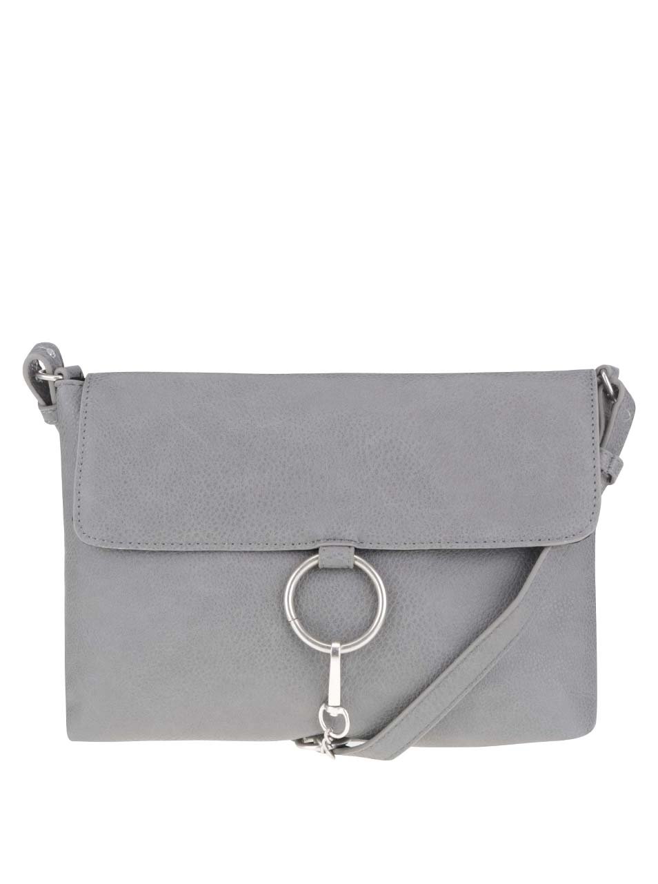 Světle šedá crossbody kabelka s karabinou Pieces Puk Světle šedá crossbody kabelka s karabinou Pieces Puk