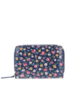 Tmavě modrá květovaná peněženka na zip Cath Kidston