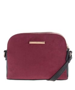 Vínová crossbody kabelka v semišové úpravě Dorothy Perkins