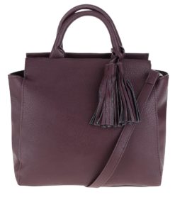 Vínová koženková kabelka se střapci Pieces Fabriola