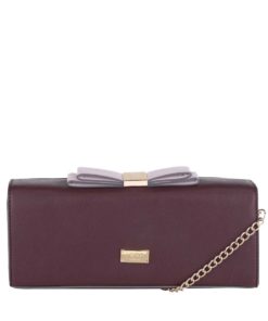 Vínová menší kabelka/psaníčko s detaily ve zlaté barvě LYDC