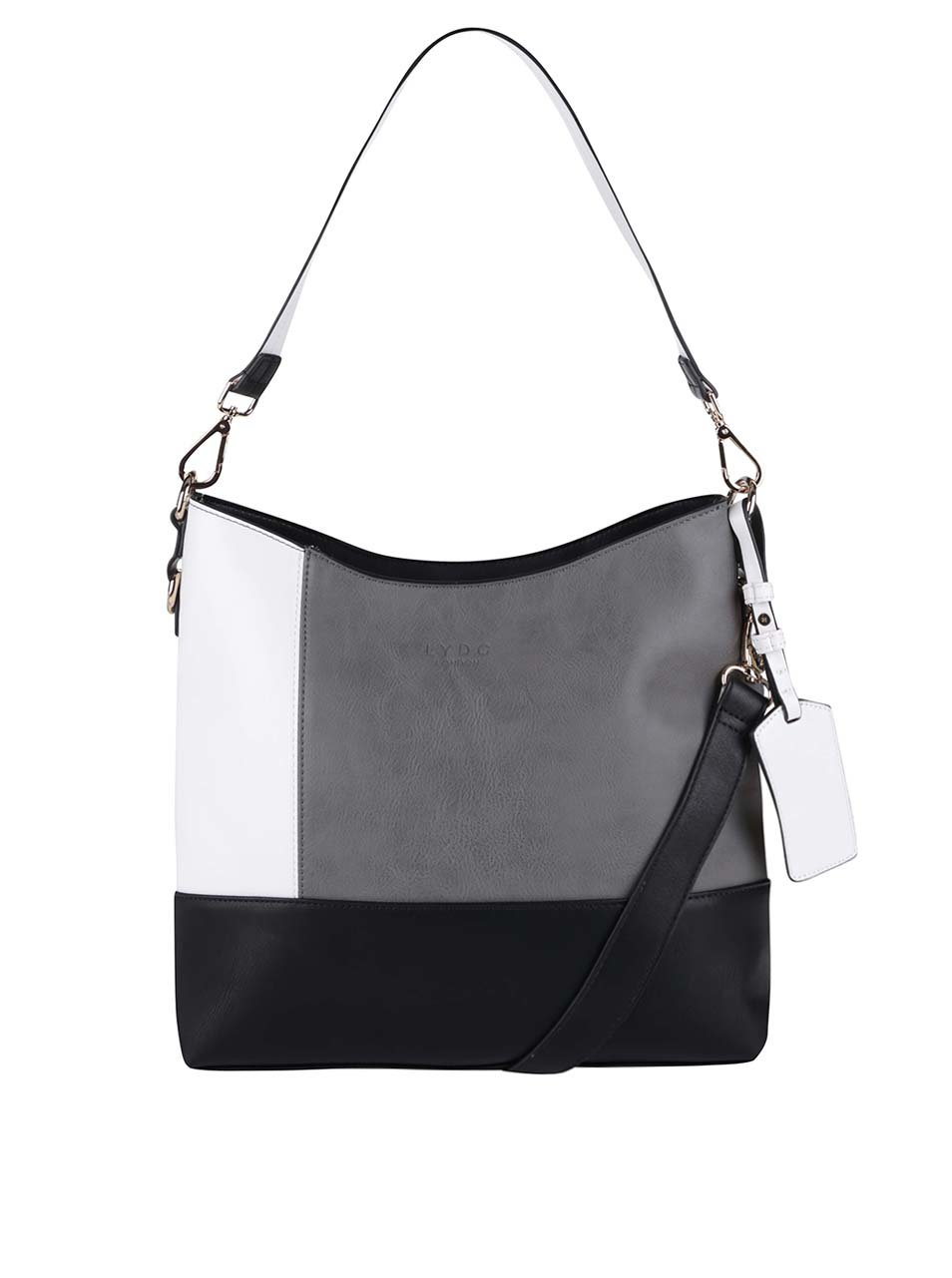 Černo-bílo-šedá velká kabelka LYDC Černo-bílo-šedá velká kabelka LYDC