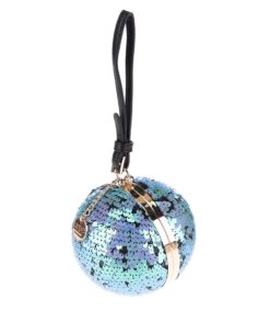 Černo-modrá kulovitá malá kabelka s flitry LYDC