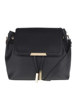 Černá crossbody kabelka s klopou a detaily ve zlaté barvě ALDO Ulaodien