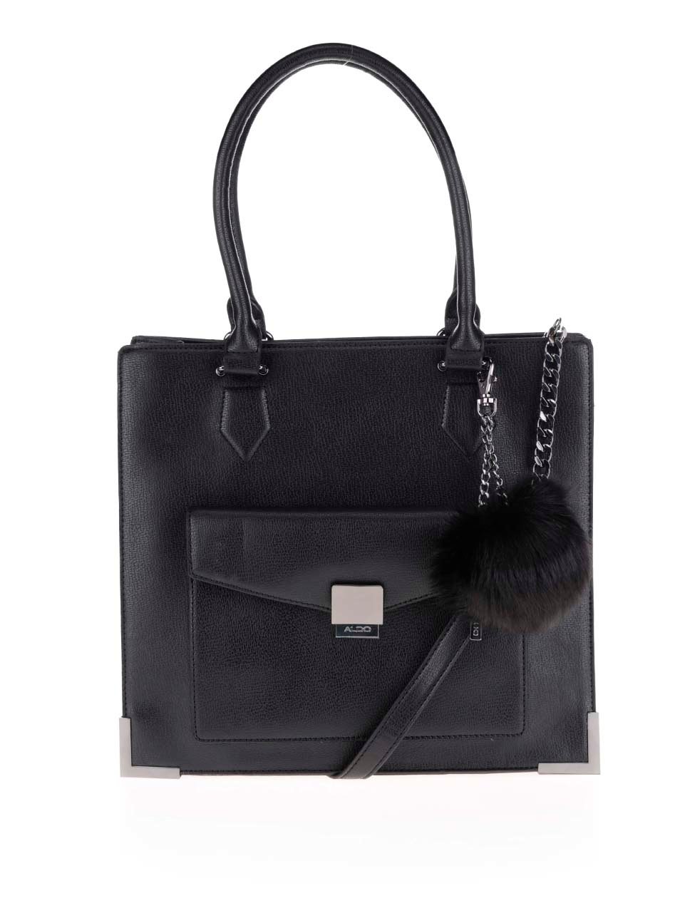 Černá kabelka s přední kapsou a přívěškem ALDO Capricorn Černá kabelka s přední kapsou a přívěškem ALDO Capricorn