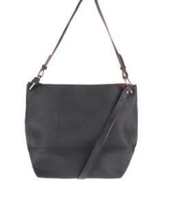 Černá koženková kabelka Pieces Pilla Bucket