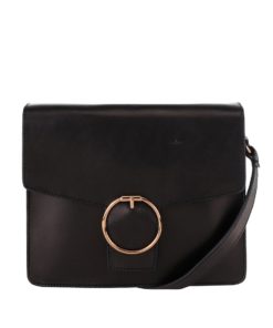Černá kožená crossbody kabelka s ozdobnou přezkou No. 80 Vagabond