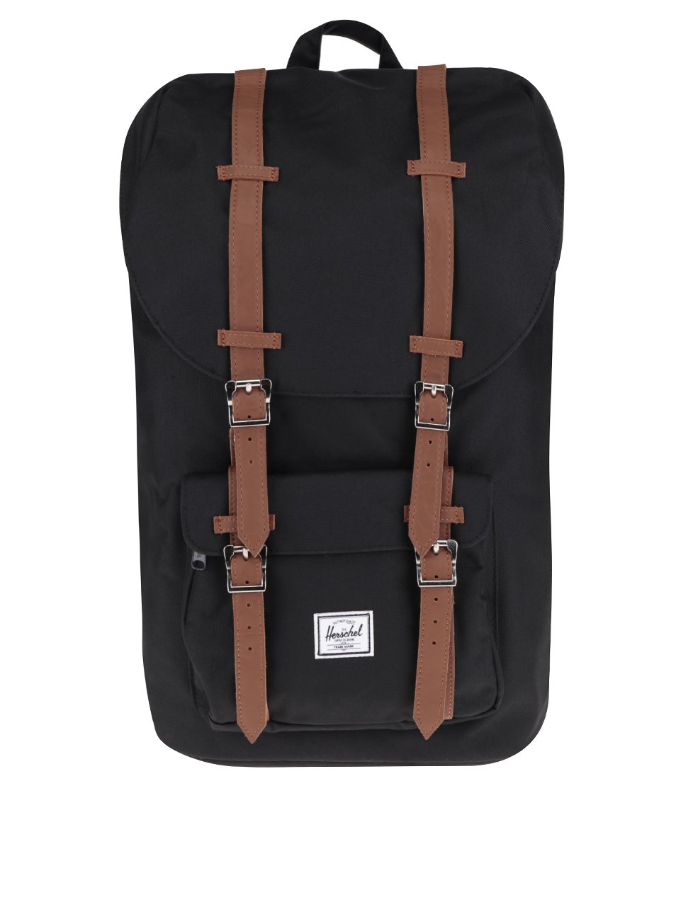 Černý batoh s hnědými popruhy Herschel Little America Černý batoh s hnědými popruhy Herschel Little America