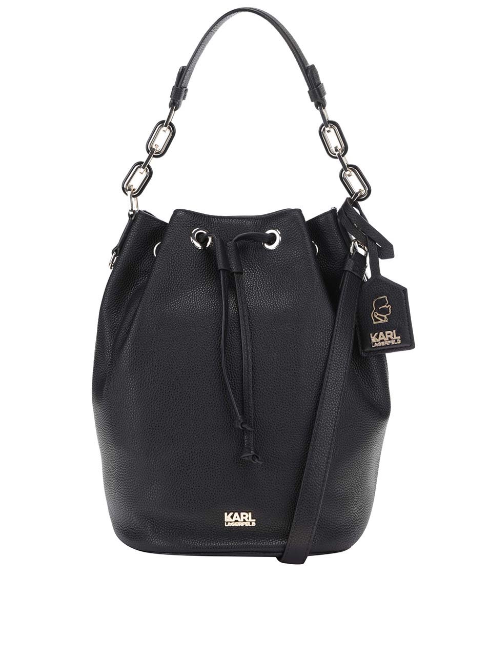 Černý kožený vak přes rameno KARL LAGERFELD Černý kožený vak přes rameno KARL LAGERFELD
