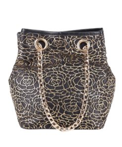Černý vak s výšivkou květin ve zlaté barvě Dorothy Perkins