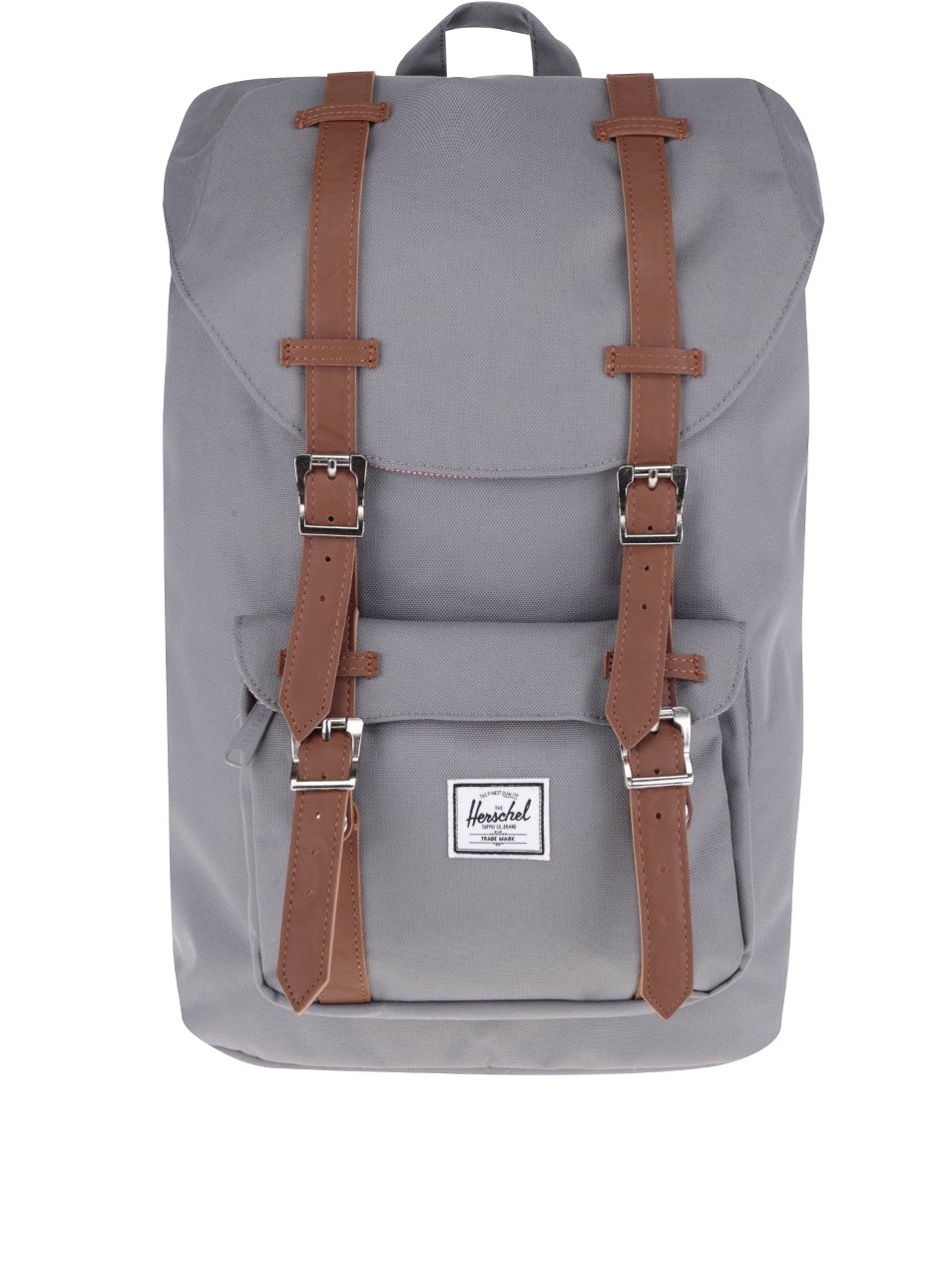 Šedý batoh s hnědými popruhy Herschel Little America M Šedý batoh s hnědými popruhy Herschel Little America M