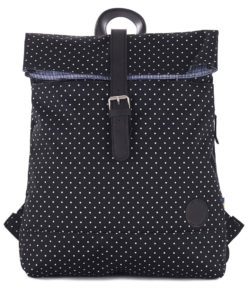 Batoh Enter Fold Top Backpack Black/White Polka Dot Print