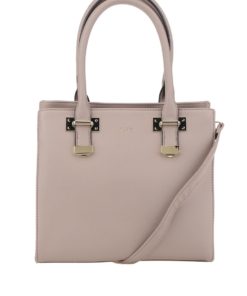 Béžová čtvercová kabelka s detaily ve zlaté barvě ALDO Queeney