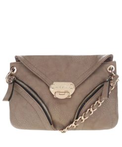 Hnědá kabelka se zipy a klopou Andrea Bucci