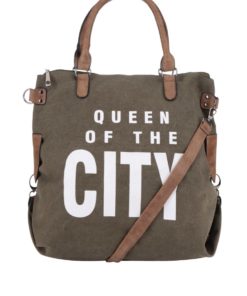 Khaki větší kabelka s potiskem Haily´s Tasche City