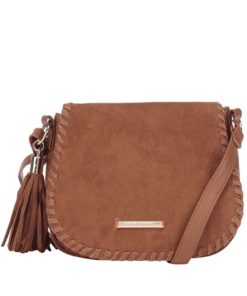 Světle hnědá crossbody kabelka s prošitým lemem a třásní Dorothy Perkins
