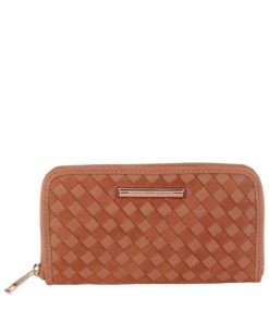 Světle hnědá koženková peněženka s proplétaným vzorem Dorothy Perkins