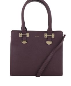 Vínová čtvercová kabelka s detaily ve zlaté barvě ALDO Queeney