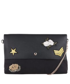 Černá crossbody kabelka s nášivkami Dorothy Perkins