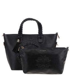 Černá kabelka se vzorem a střapcem Desigual Florida Patricia