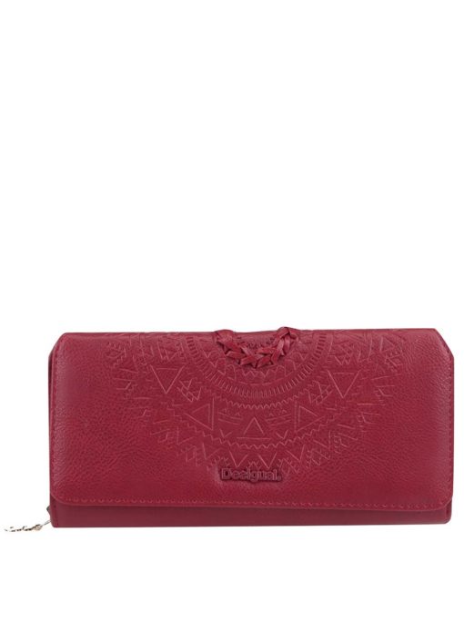 Červená podlouhlá peněženka s plastickým vzorem Desigual Maria Patricia