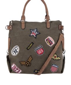 Khaki větší kabelka s nášivkami Haily´s Tasche