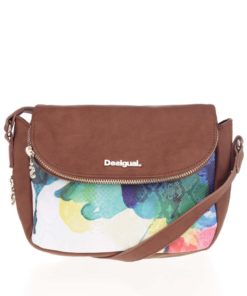 Krémovo-hnědá crossbody kabelka s klopou Desigual Capri Aquarelle