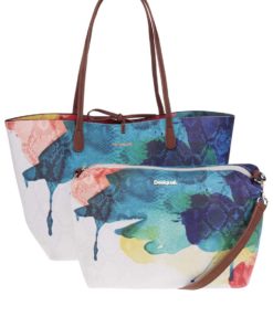 Modro-krémový shopper s crossbody kabelkou Desigual Capri Aquarelle