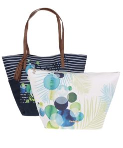 Tmavě modrý pruhovaný shopper Desigual Orlando Ivyblue