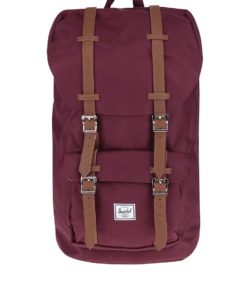 Vínový batoh s hnědými popruhy Herschel Little America 25 l