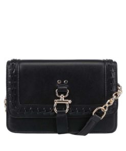 Černá crossbody kabelka s detaily ve zlaté barvě Miss Selfridge