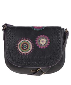 Černá crossbody kabelka s klopou s barevnými mandaly Desigual Varsovia Suzie
