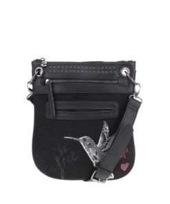 Černá crossbody kabelka s potiskem Desigual Bandolera Black Bird
