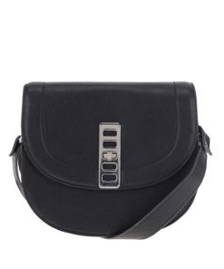 Černé koženková crossbody kabelka Pieces Lanne