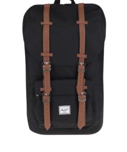 Černý batoh s hnědými popruhy Herschel Little America 25 l