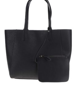 Černý koženkový shopper Pieces Latifa