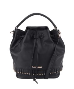 Černý koženkový vak s třásněmi  Dorothy Perkins