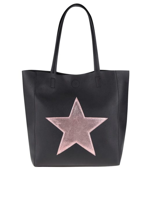 Černý shopper s hvězdou v růžové barvě Haily´s Stellina