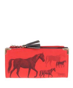 Červená peněženka s potiskem koní Disaster Heritage and Harlequin