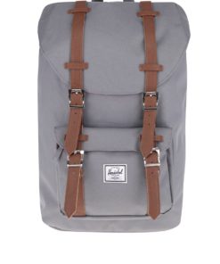 Šedý batoh s hnědými popruhy Herschel Little America M 17 l